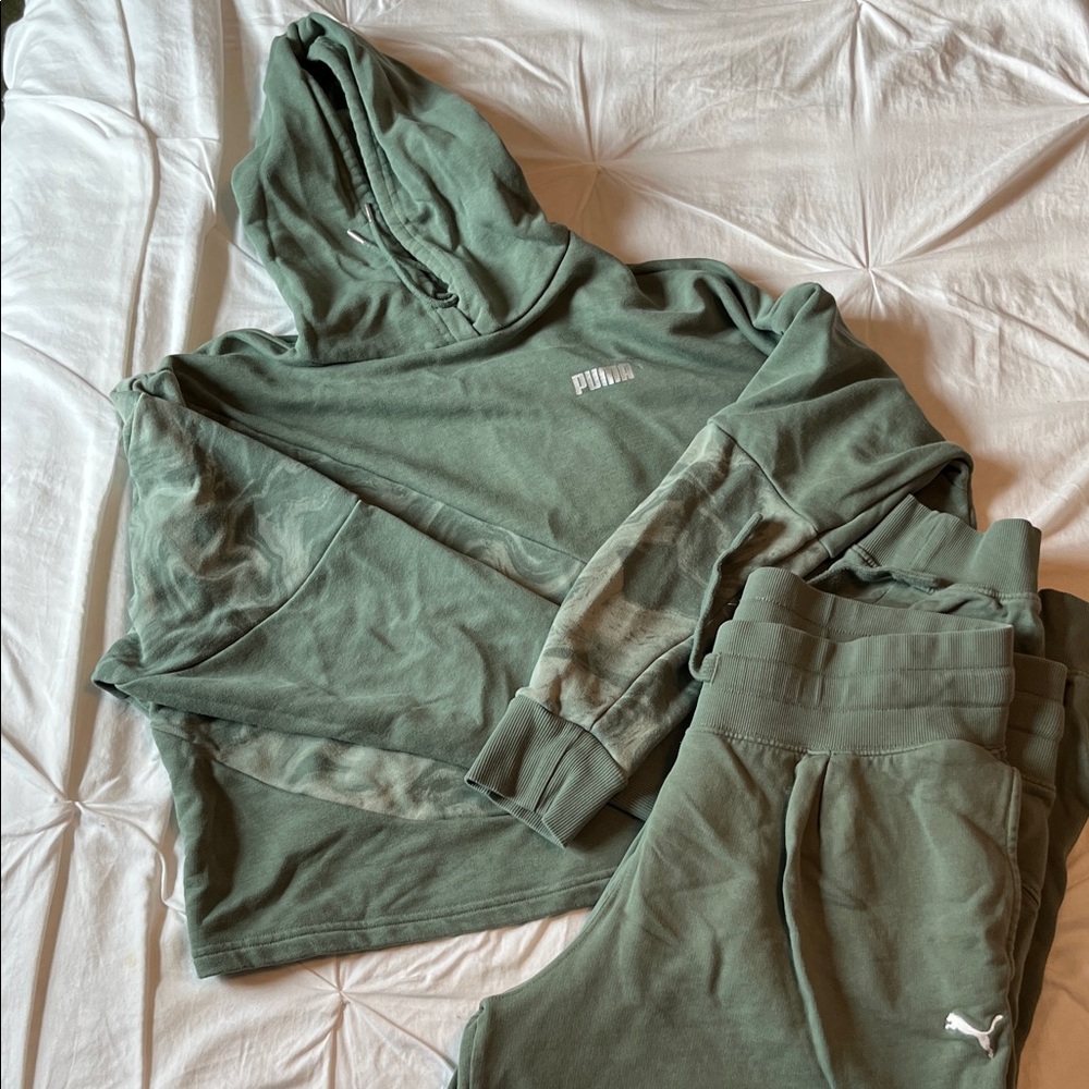 Puma Olive Green Hoodie and Sweatpants